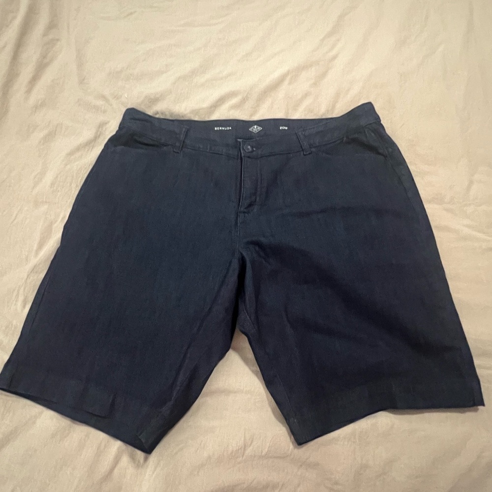 St. John's Bay Secretly Slender Womens Mid Rise Bermuda Short-Plus 20w, Denim